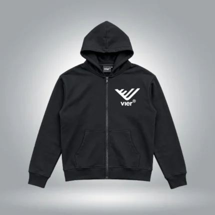 Black Zip Up Logo Hoodie
