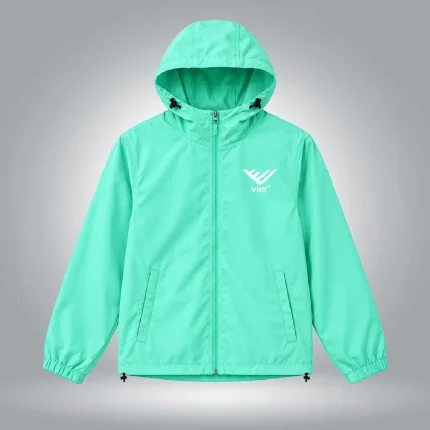 Mint Green Zip-Up Logo Hoodie