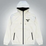 Cream Zip Up Logo Hoodie
