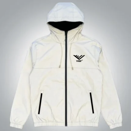 Cream Zip Up Logo Hoodie