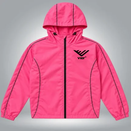 Pink Zip Up Logo Hoodie
