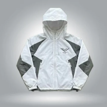 Silver Drift Zip-Up Logo Hoodie