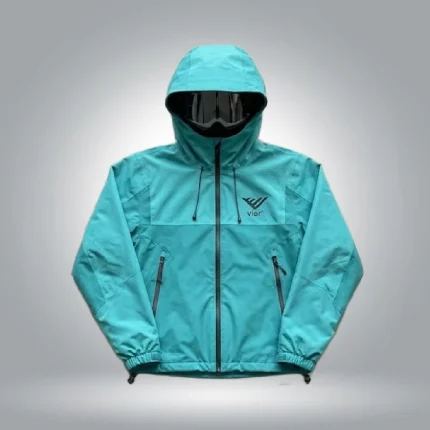 Turquoise Blue Zip-Up Logo Hoodie