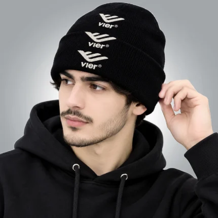 Triple Logo Black Beanie (1)