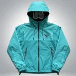 Turquoise Blue Zip Up Logo Hoodie