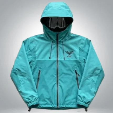 Turquoise Blue Zip Up Logo Hoodie