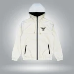 Cream Zip-Up Logo Hoodie